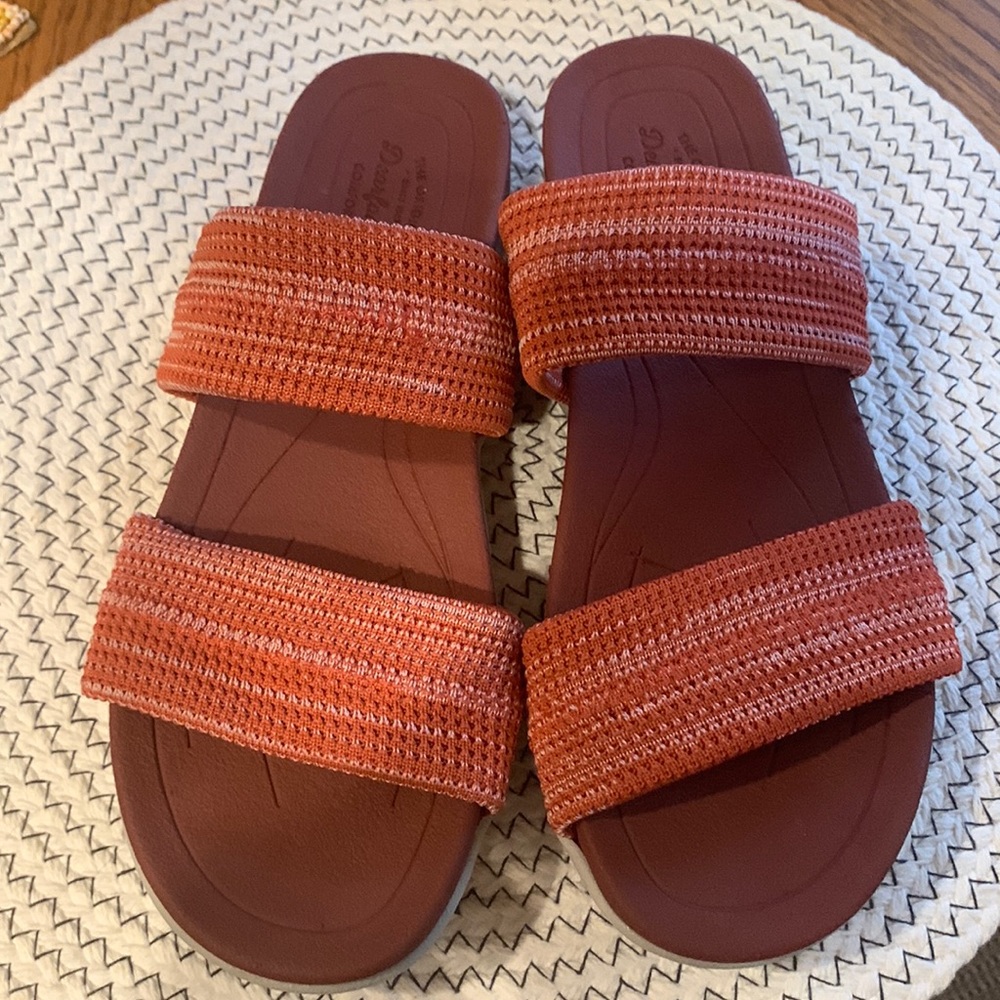 Dearfoams Womens Low Foam Double Band-color: Terracotta-Size 8.5
